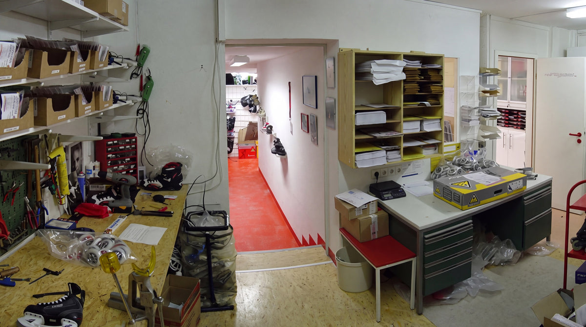 Inline-Werkstatt mit Versandabteilung