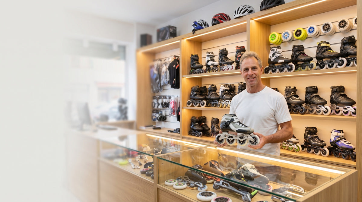 Ralf Springer im Speedskating-Shop in Villingen-Schwenningen
